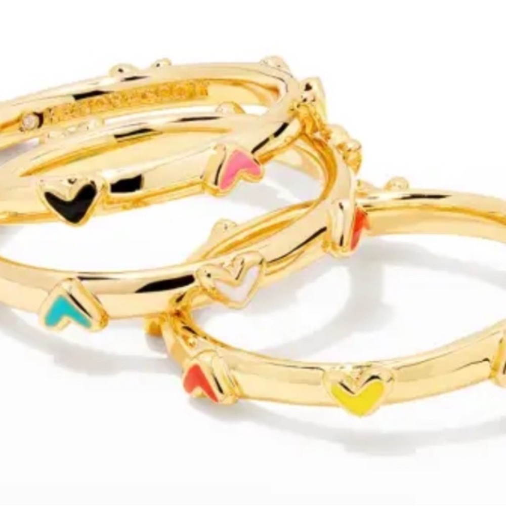 Kendra Scott Gold Multi-Color Heart Studded Rings